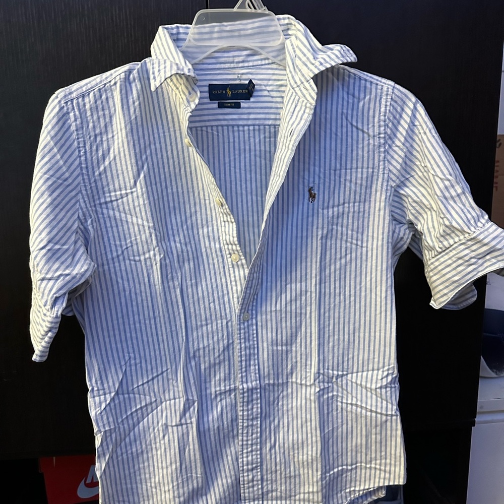 Polo Ralph Lauren baby blue stripe collar shirt